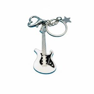 White & Black Guitar Keychain